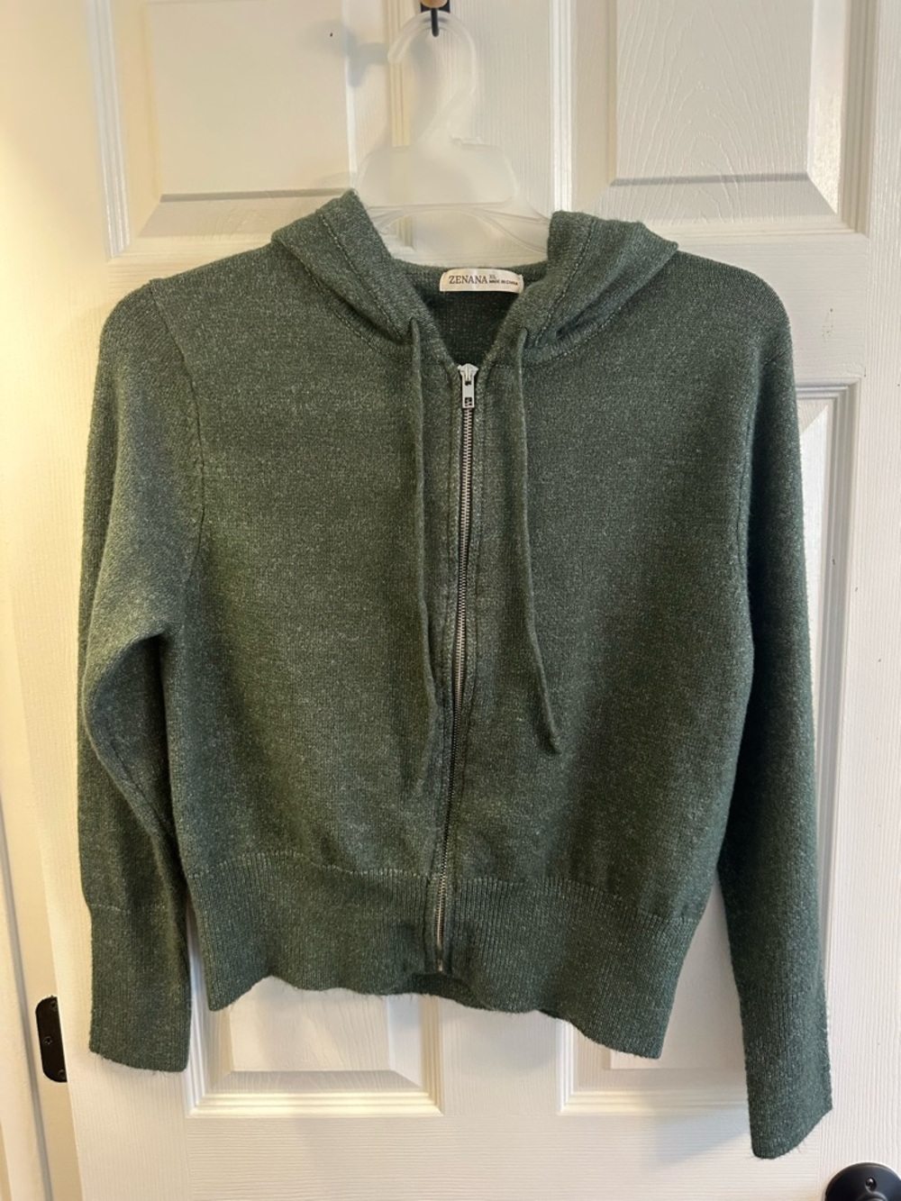 Zenana Outfitters Heathered Olive Zip Hoodie